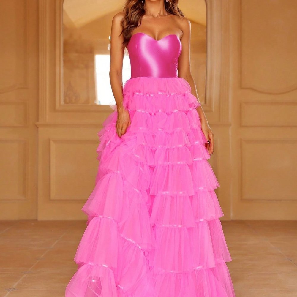 Pink Preppy womens Mesh Hem Tube Party Dress - Picture 5 of 5